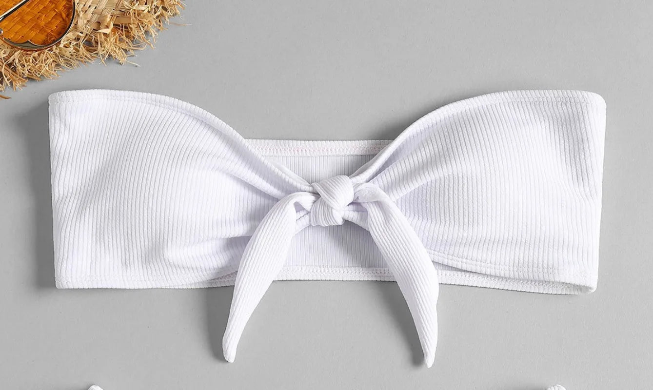 Swimsuit New Summer Women Bikini Sexy Swimwear Set Packwork Brazilian Bathing Beachwear Swimming Bathing Suit Women White top