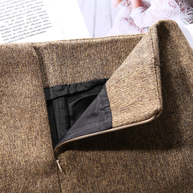 Fashion Wool Skirt Women Autumn Winter Thick Warm A-Line High waist Mini Skirts Women's Woolen Boots Short Skirts Faldas F196