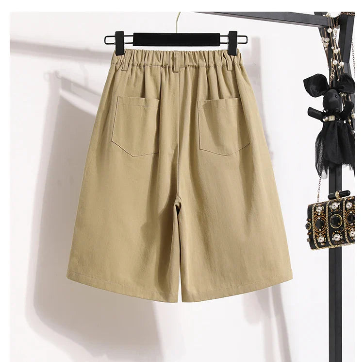 New Ladies Summer Plus Size Fashion Pants For Women Large Loose Asymmetry Shorts 3XL 4XL 5XL 6XL 7XL Clothing