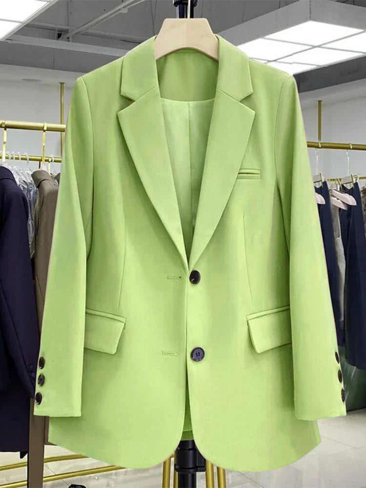 Women Jackets Pink Small Suit Women's Coat Casual Small Loose Korean Version Small Suit Women's Design Sense Blazer Women Candy Green