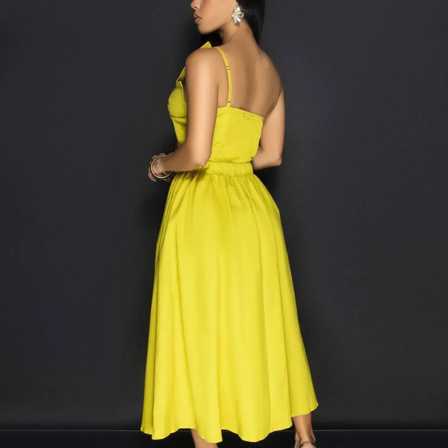 Women Big Petal Front Strapless Midi Long Dress 2024 Summer Street Vestidos Sexy Party Evening Chic Big Swing Dresses
