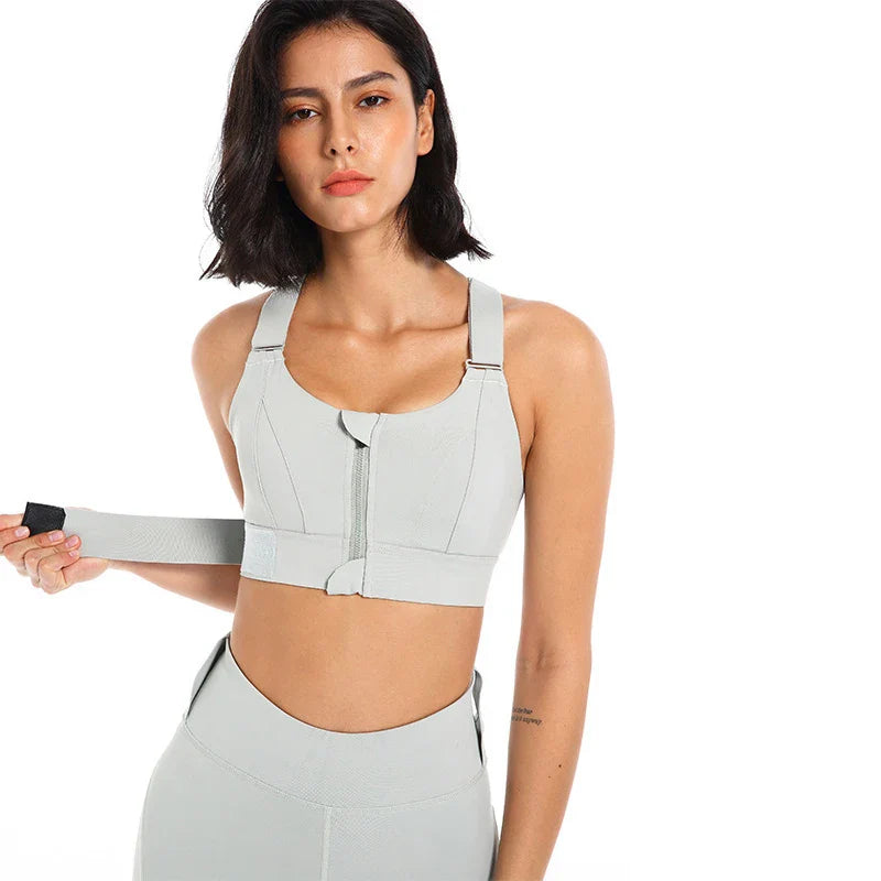 Xlwsbcr Women Sports Bras Yoga Vest Front Zipper Plus Size Adjustable Strap Shockproof Gym Fitness Athletic Brassiere S2WX Glacier Blue