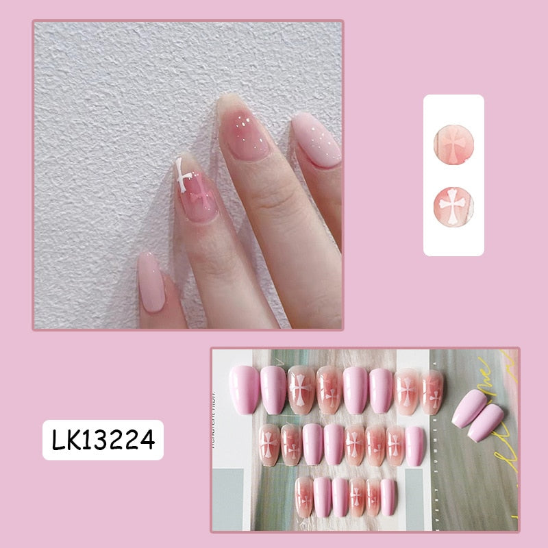 Y2k Fake Black Nail Long Ballet Reusable Adhesive Acrylic Press on set Nails Dark Acrylic Artificial False Nails Arts Tips 24pcs 13224