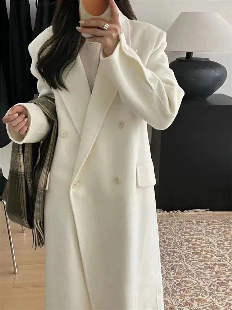 Winter Coats for Women 2024 Woolen Coat Long Single Breasted Womens Clothing Coats and Jackets Autumn Patchwork