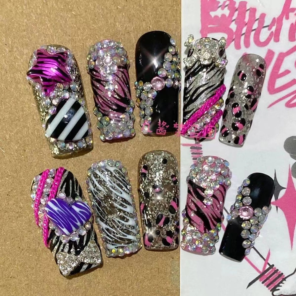 Été plage voyage vacances Hello Kitty conque ongles fille bleu jeunesse travail manuel personnalisable faux ongles fille soeur cadeau