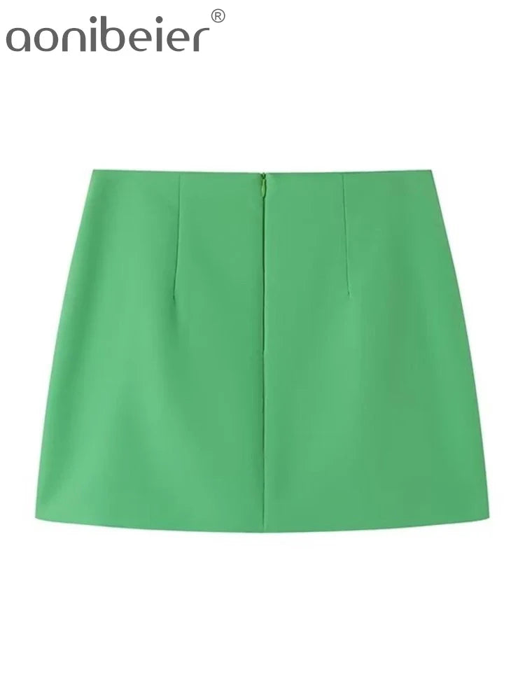 Aonibeier 3D Flowers Women Mini Skirt Suits Traf Summer Sleeveless Blouse Female Crop Top Extreme Short Skirt Sets Y2K