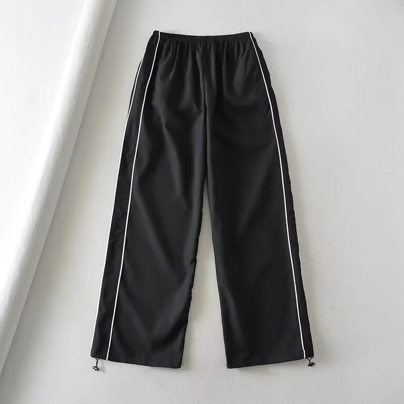 Pantalon de jogging décontracté pour femmes, Vintage, couleur unie, taille basse, Baggy avec cordon de serrage, jambes larges, survêtement, Streetwear, Cargo