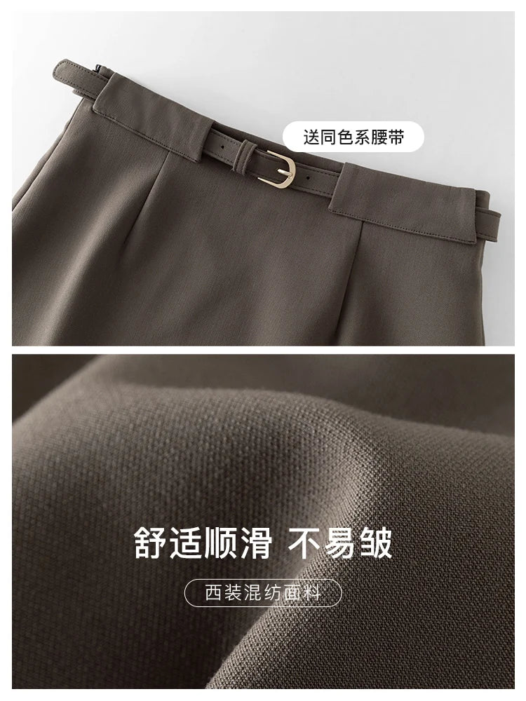 FSLE Commuter Style High Waist Women A-line Skirt Early Autumn All-match Elegant Temperament Female Mini Package Hip Skirts
