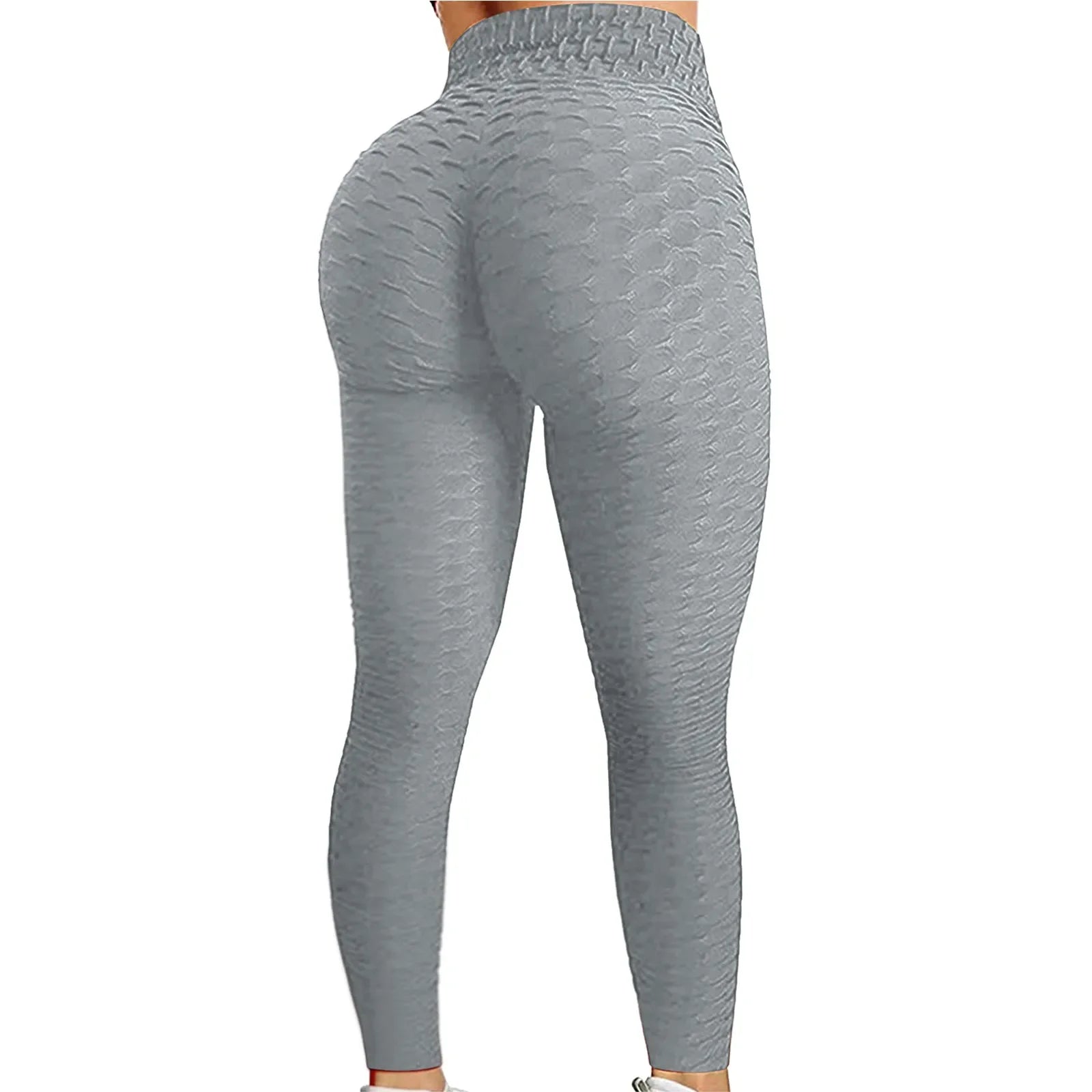 Women's Bubble Hip Lifting Exercise Fitness Running High Waist Yoga Pants Gray
