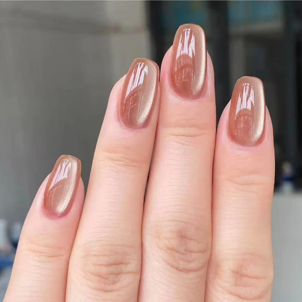 24pcs/30pcs short square ballet fake nails for women cat eyes glitter green blue purple pink shinny nail tips press on nail art JP160 24pcs