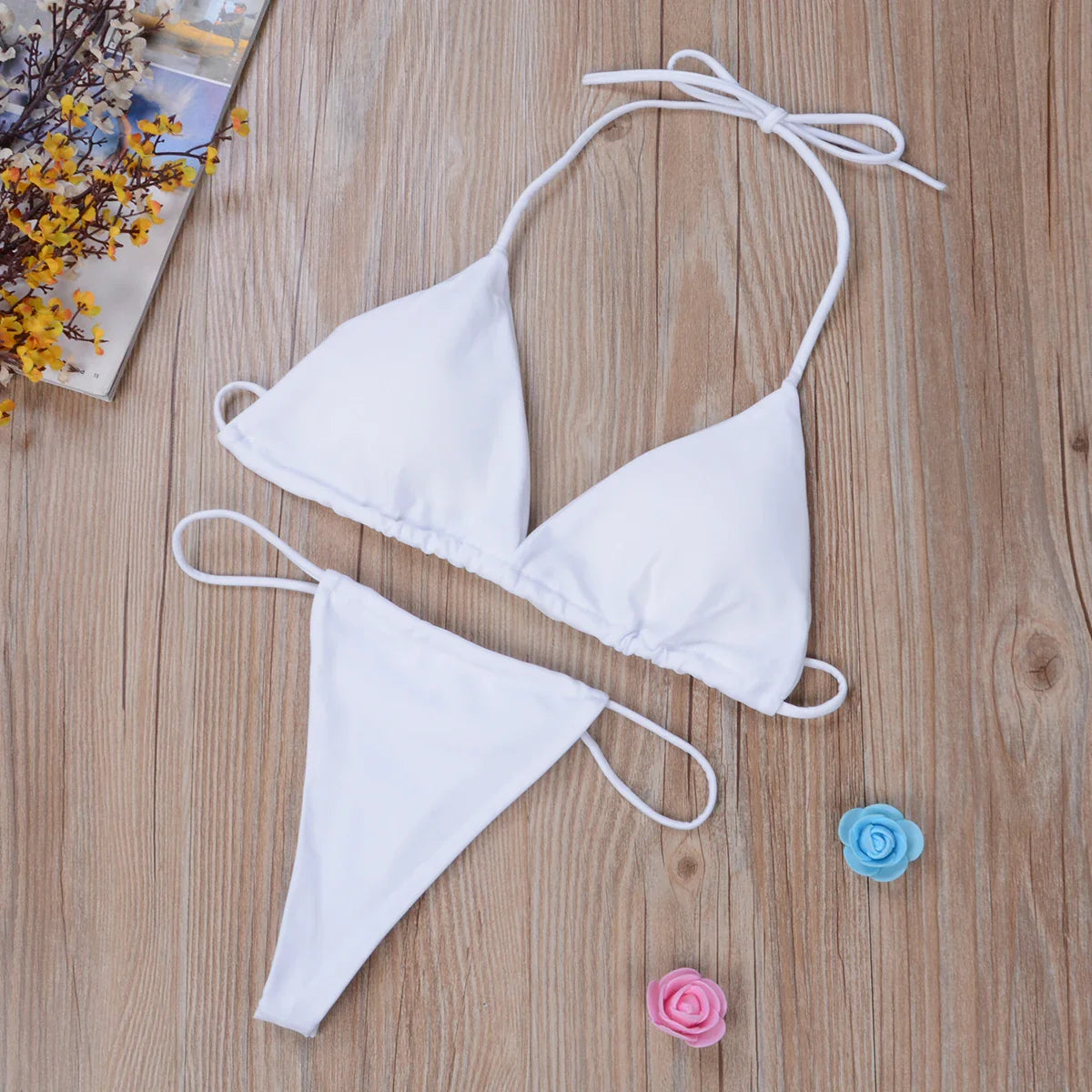 Sexy Micro Bikini Sets Thong Triangle Swimsuit Brazlian Bathing Suit Summer Solid Swimwear Biquini Swimming Pool Beachwear 2023 WHITE