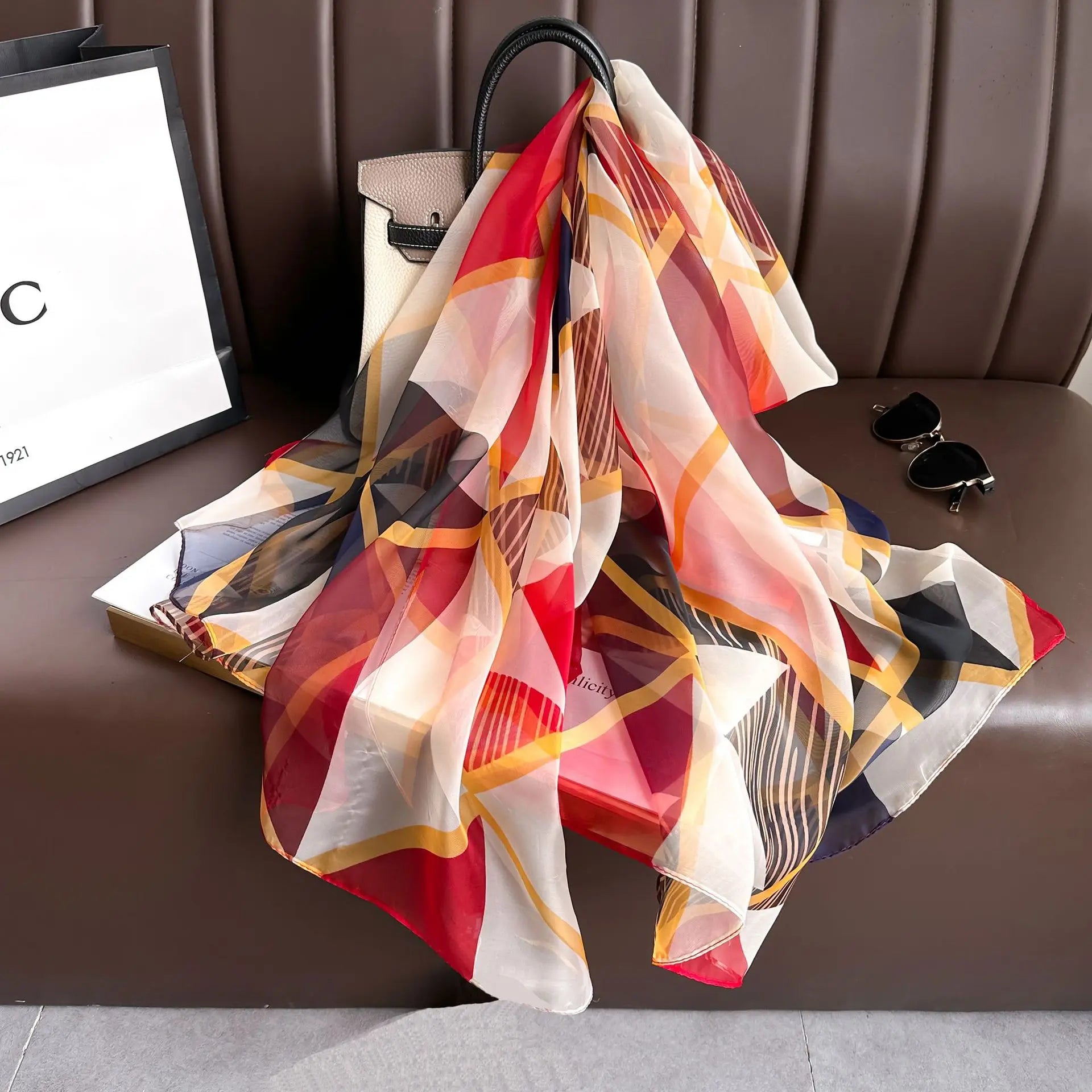 Silk Scarf Foulard Female Headbanda Luxury Hijab Women Soft Warm Pashmina Beach Scarves Echarpe Shawl Large Wrap Echarpe Bandana see chart 10