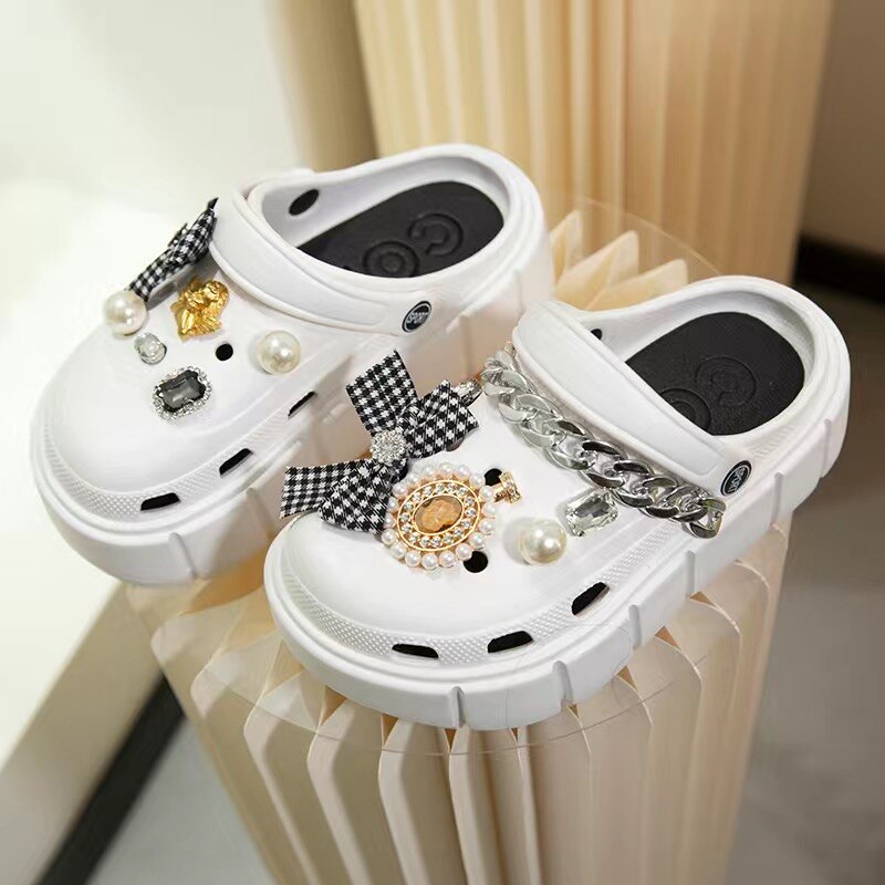 Summer Women Slippers Platform Clogs Outdoor Garden Shoes Female Pool Sandals Bathroom Flip Flops Mules Ladies Beach Slides white DIYchainbow