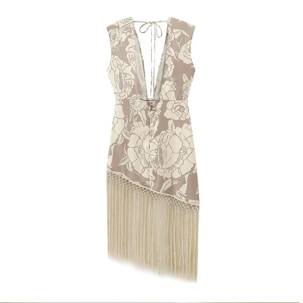 Women's Fashion New Style Unique and Elegant Backless Tassel Dress Women's Dress