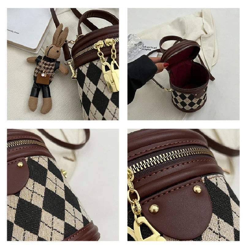 Women's Bag for Women Fashion Luxury Designer Zipper Small Handbags For Women Leather Bucket Shoulder Bag 2023 New Trend Pendant