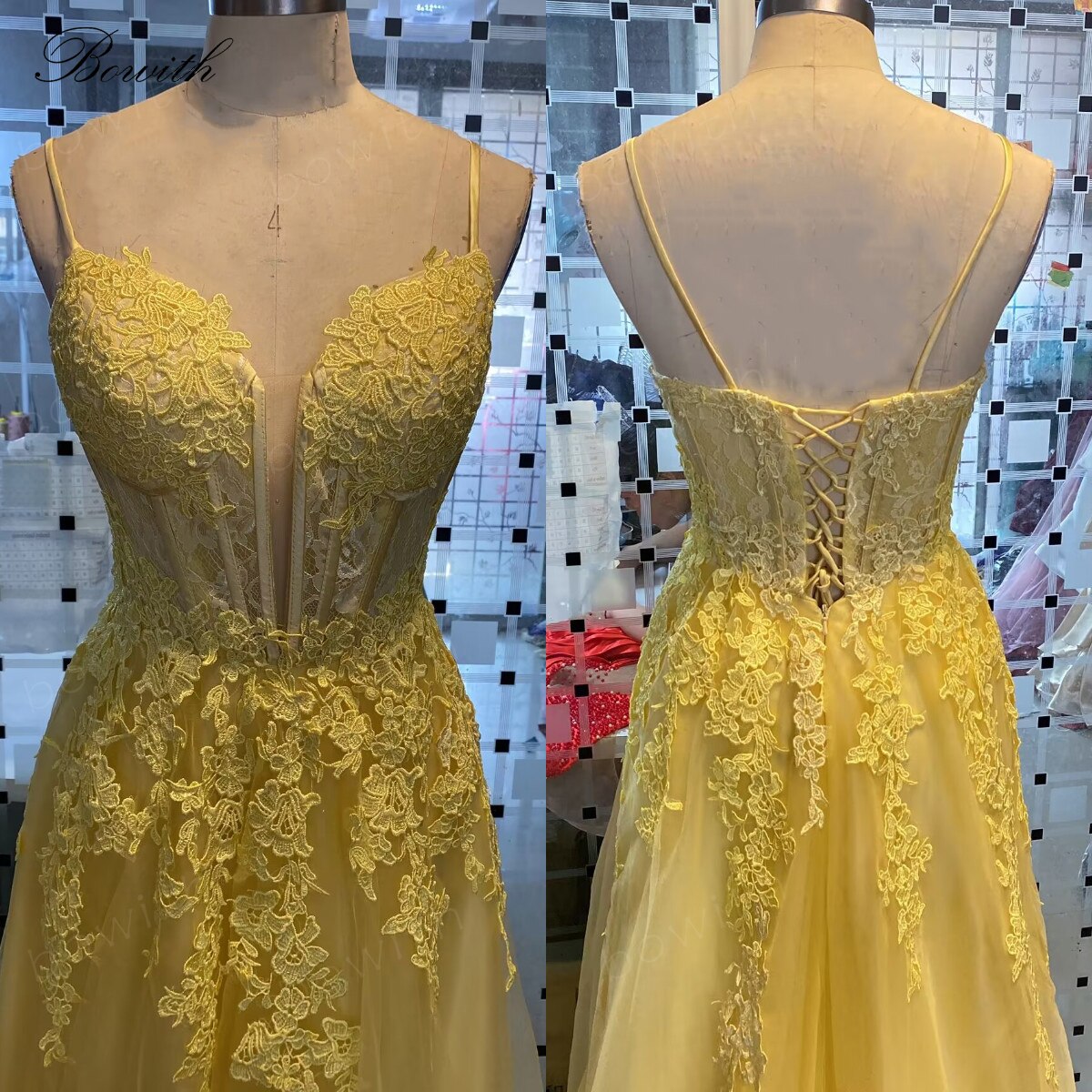 Bowith Applique Robes De Bal Longues Robes De Graduation pour Femmes À Lacets Robe De Soirée robes de cóctel