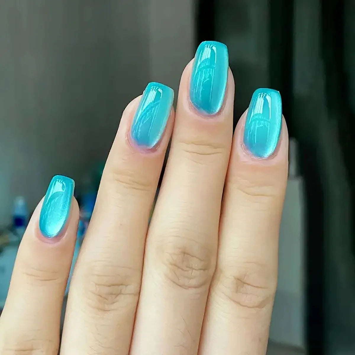 24pcs/30pcs short square ballet fake nails for women cat eyes glitter green blue purple pink shinny nail tips press on nail art JP1491 24pcs