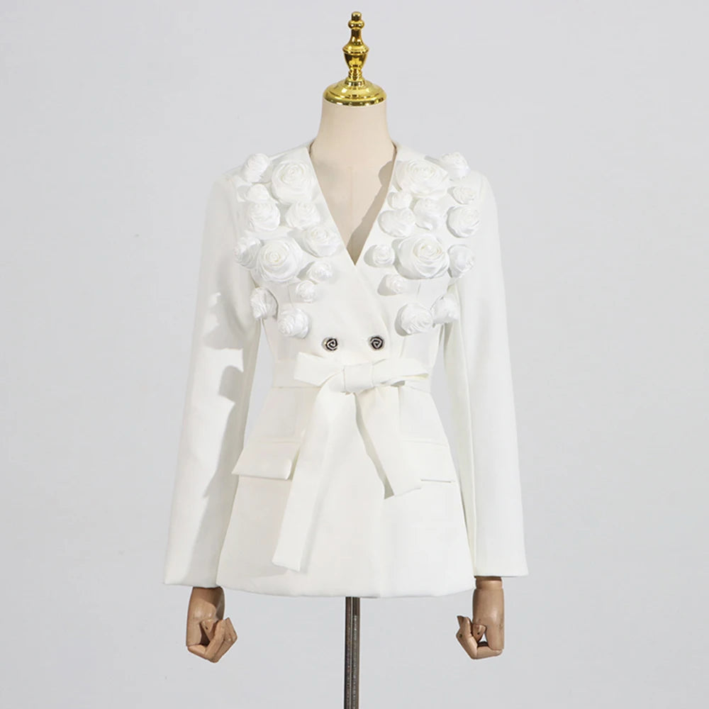 Solid Spliced Appliques Two Piece Sets for Women V Neck Long Sleeve Patchwork Pocket Top High Waist Pant Set Female