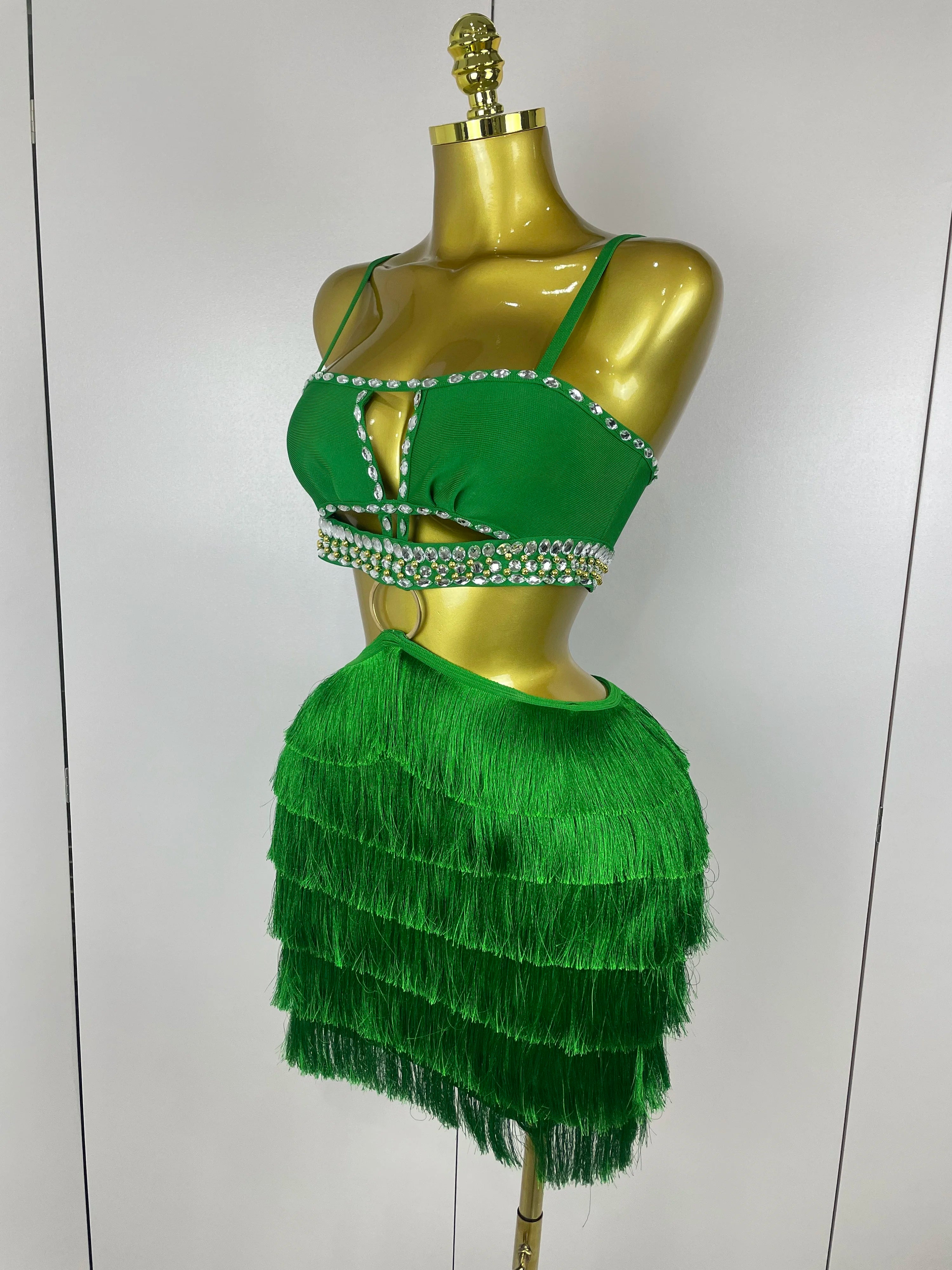 2025 Women Sexy Green Sling Backless Dress Bodycon Bandage Dress Celebrity Elegant Evening Club Luxury Birthday Party Dresses