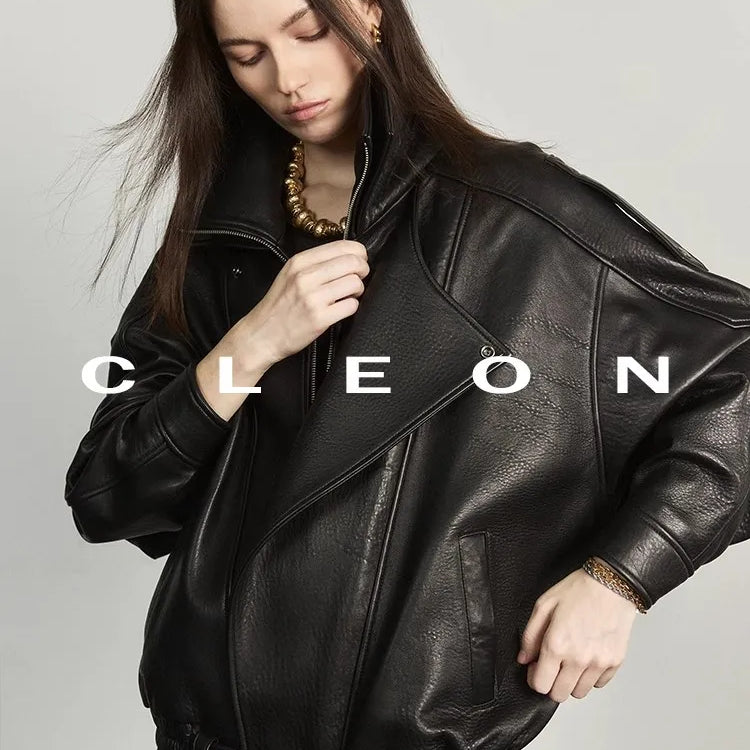 Lautaro Autumn Brown Oversized Pu Leather Moto & Biker Jacket Women Long Sleeve Zippper High Quality American Retro Clothing