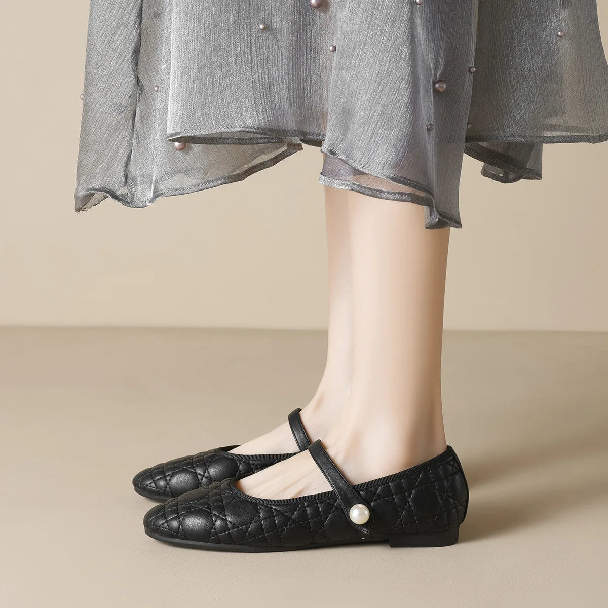 New spring women's outdoor shoes Round toe design Black Mary Jane shoes Ladies casual flat shoes Work shoes Boat shoes 41-43