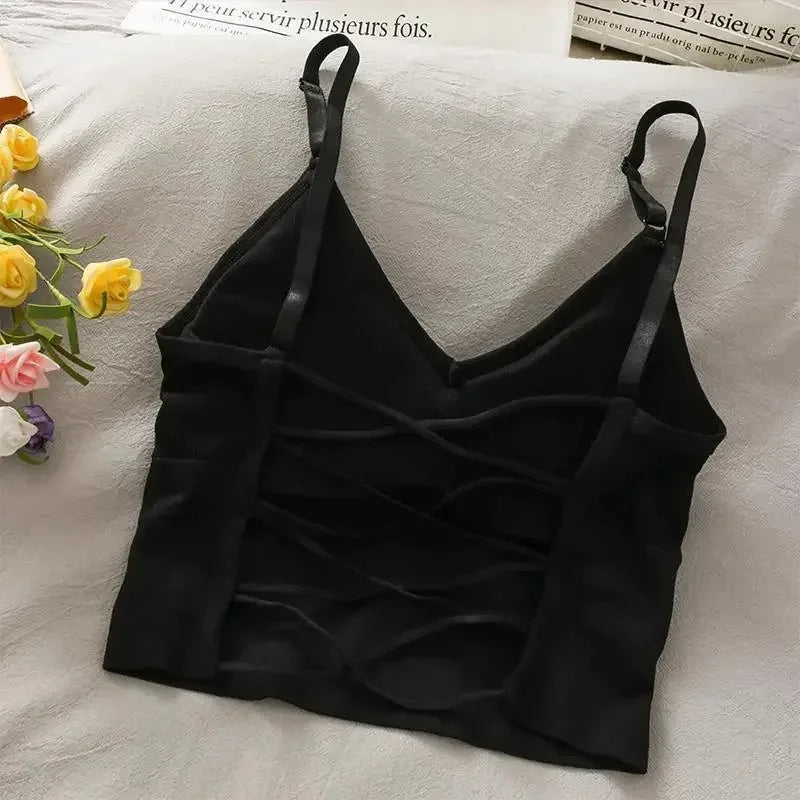 Womens Tops Sexy Tank Top Women Built in Bra Solid Color Camis for Women Crop Top Off Shoulder Sleeveless Camisole New