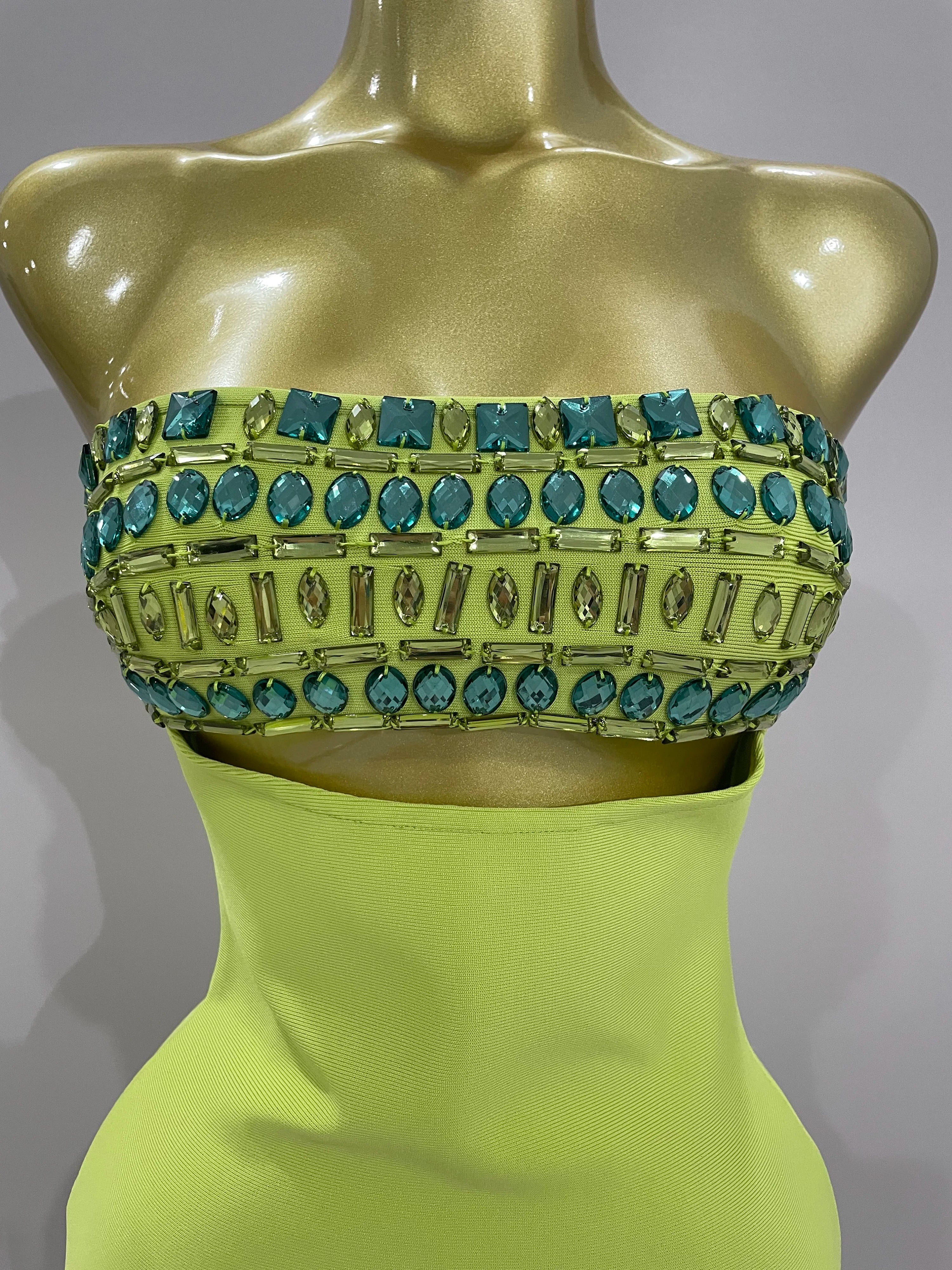 2025 Luxury Sexy Strapless Sparkly Diamond Cut Out Bodycon Bandage Dress Women Celebrity Elegant Evening Party Birthday Outfit