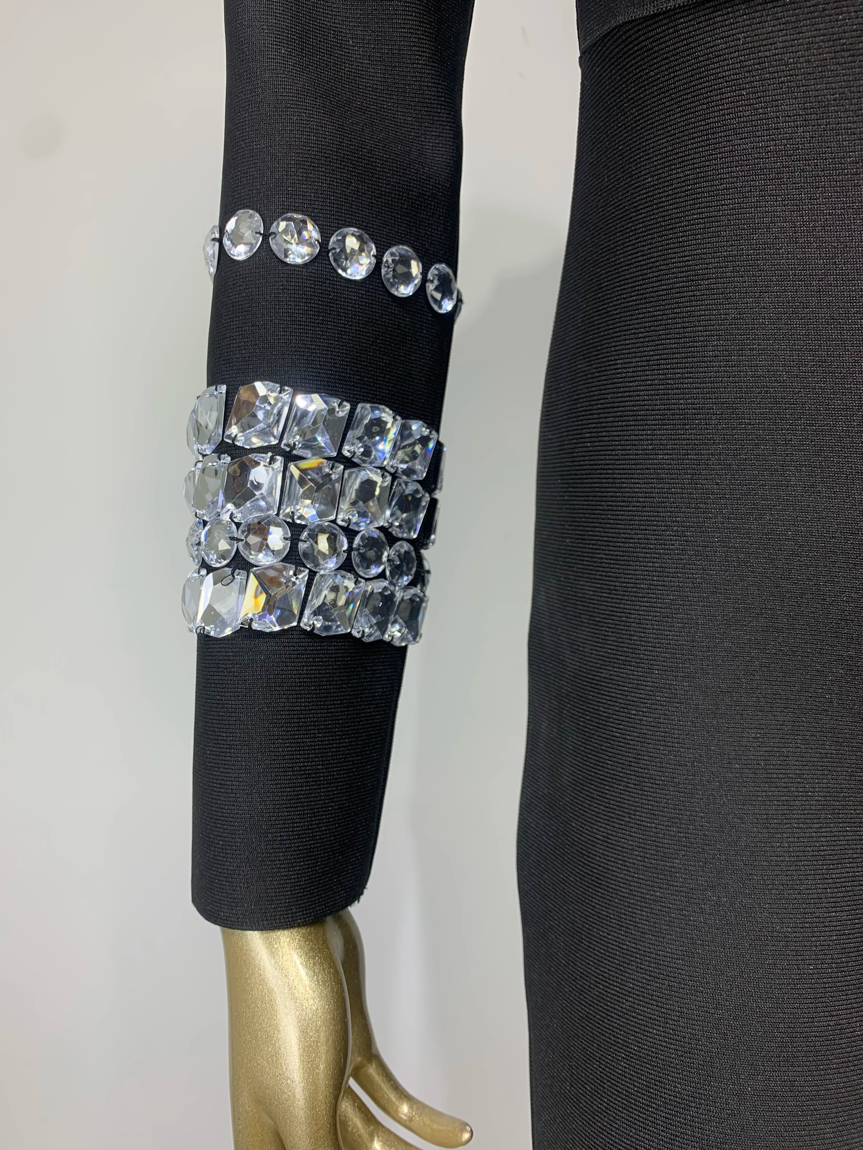 Chic Women Luxury Sexy Long Sleeve Turtleneck Beading Sparkly Black Bandage Jumpsuit 2023 Celebrity Designer High Street Rompers