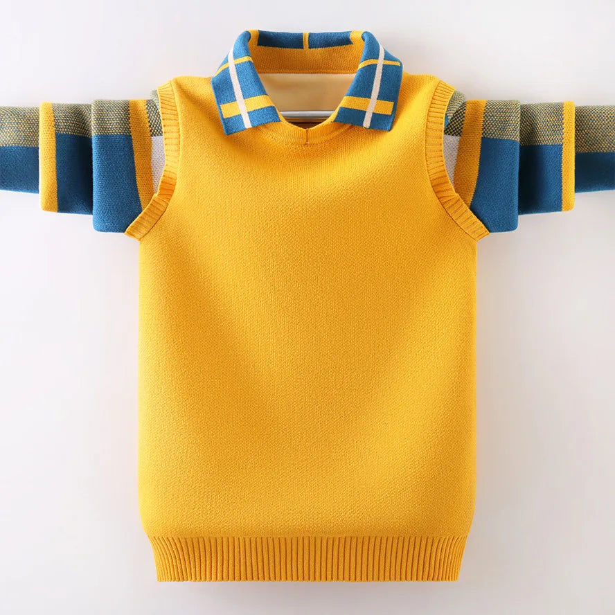 Winter Children's Clothing Boy's Clothes Pullover Knitting Sweater Kids Clothes Cotton Products Keep Warm Boy Sweater 1 pc