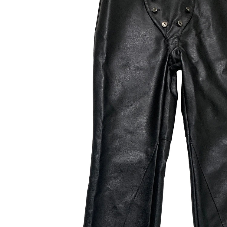 Lautaro Autumn Cool Long Waterproof Black Faux Leather Pants Men Rivet Luxury Mens Designer Punk Style Clothes European Fashion