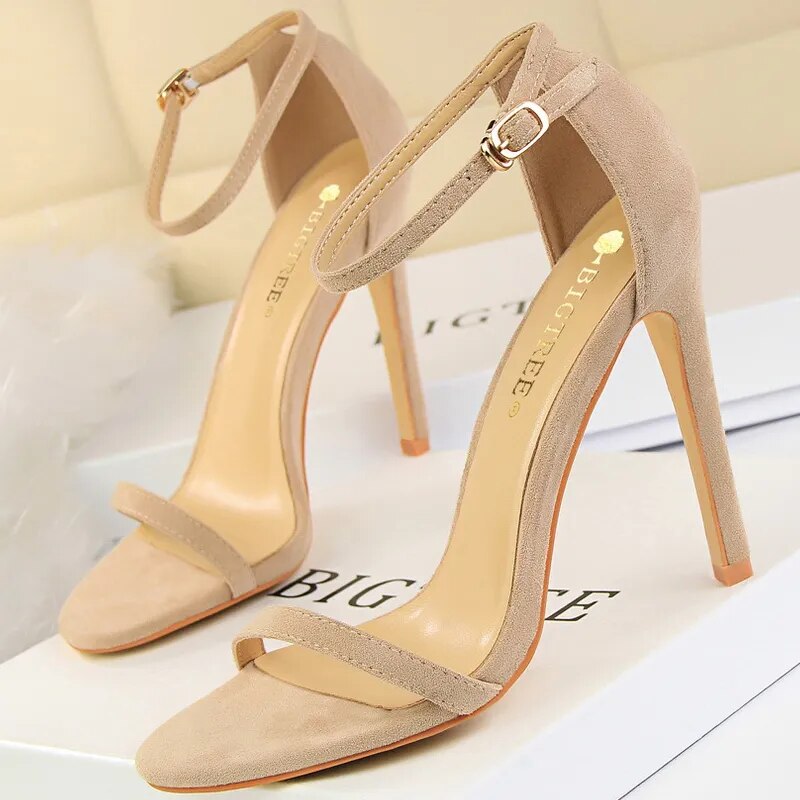 Shoes Summer Women Sandals Suede Hollow High Heels Stiletto Fashion Sandles Women Heels Ladies Shoes Women's Sandals