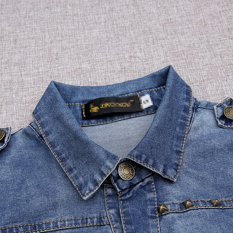 spring and fall Denim blue Rivet Knee-Length party dress women omighty shirt bodycon club dress