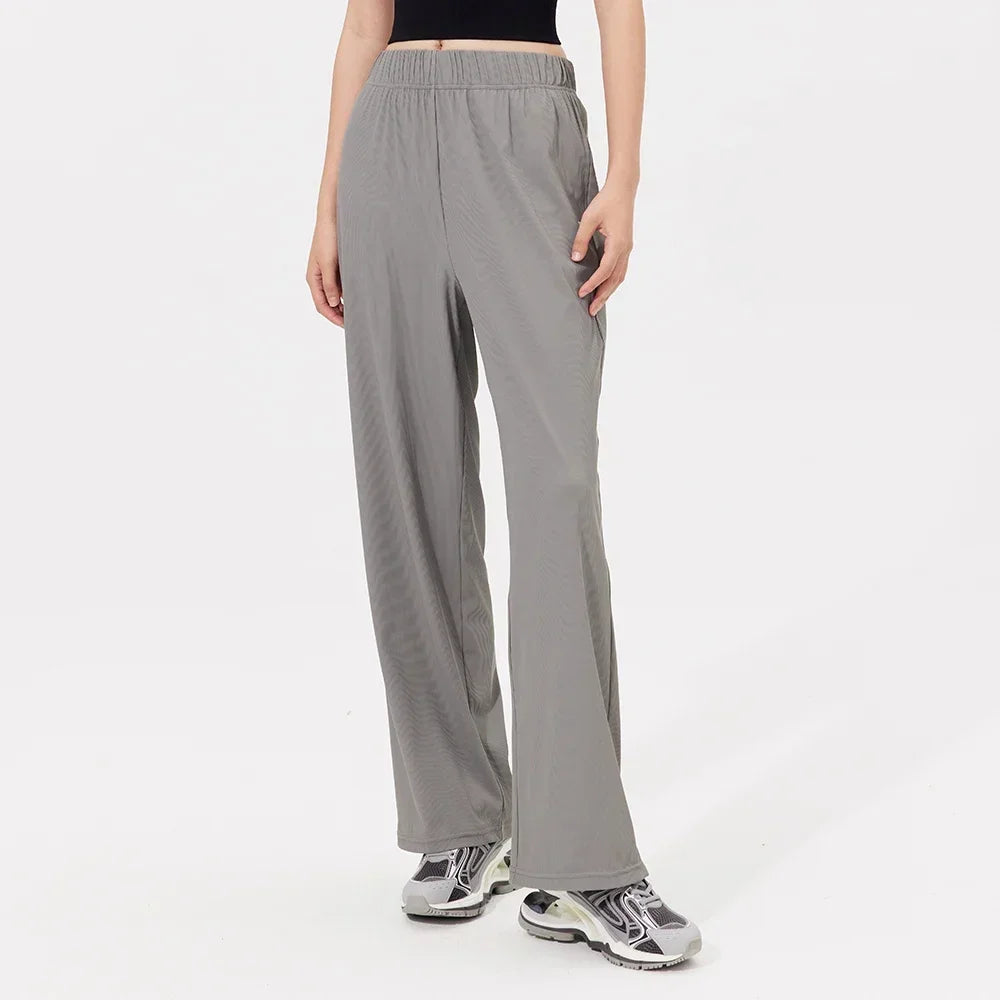 OhSunny Women Sweatpants High Waist Sport Running Gym Outdoor Anti-UV Stretch Loose Ladies Girls Drawstring Sunscreen Long Pants Grey