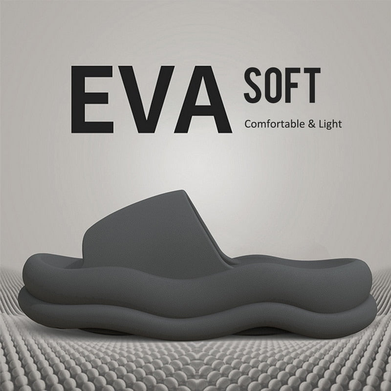 Women Soft Sole Cloud Slippers Summer Beach Thick Platform Slipper Sandals Women Fashion Eva Slippers For Home Flip Flops Woman Gray