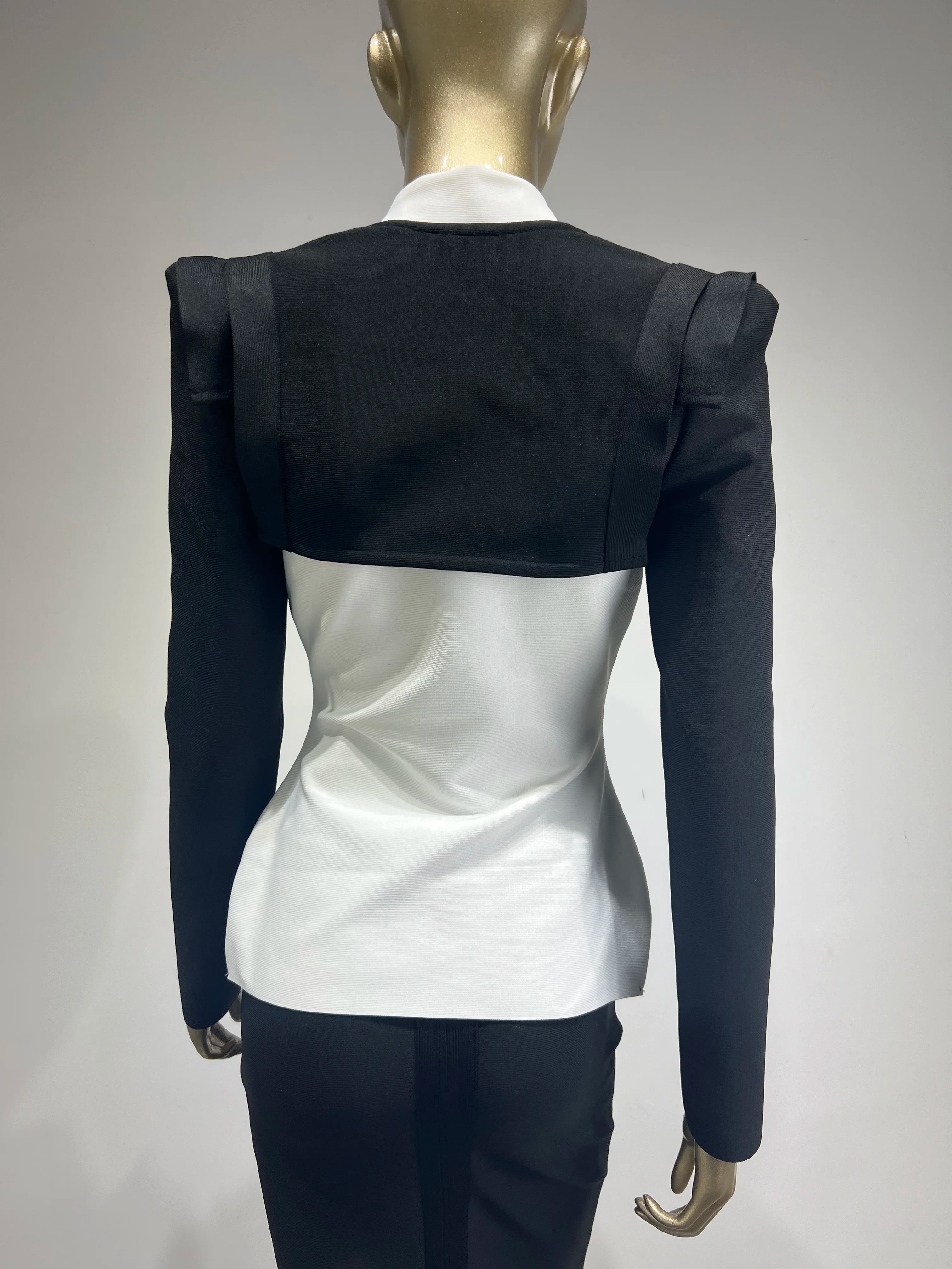 Runway Winter Sexy Long Sleeve Button Black White Women Bandage Coat 2024 High Street Celebrity DNight Club Party Jackets