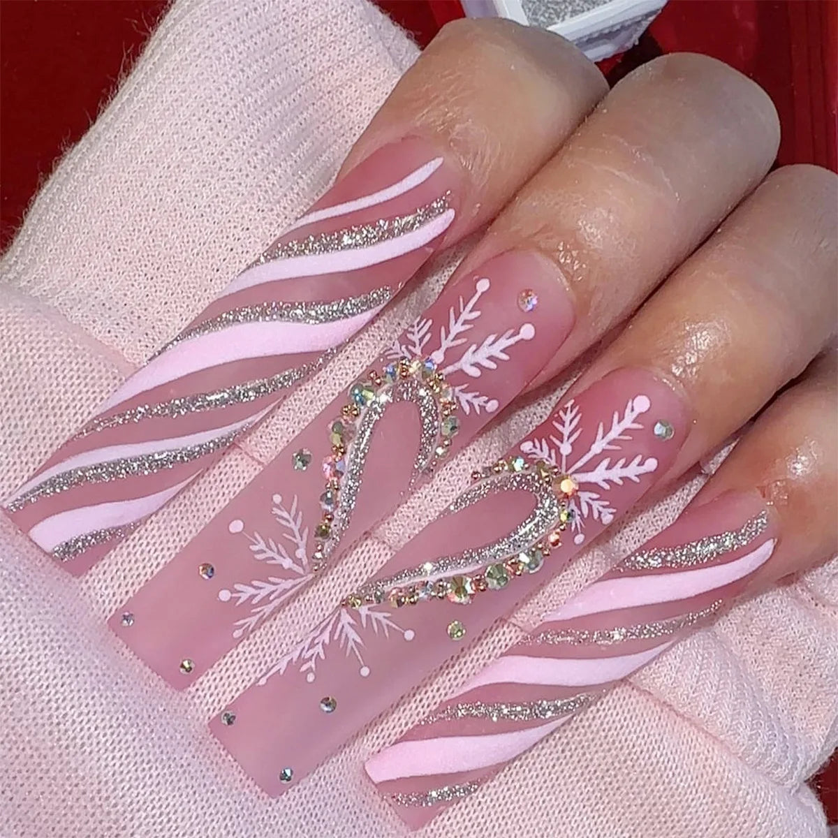 Scary Blood Skull Fake Nails Long Coffin Ballet Halloween Style False Nails 24pcs Wearable Press on Nail tips for Halloween Gift H15