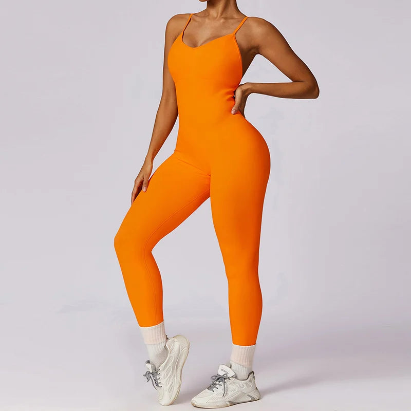 Seamless Gym Sports Overall Sportswear Backless Fitness Yoga Suit One Piece Jumpsuit Sport Outfit Workout Bodysuit Women