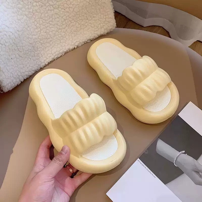 Slipper Women Men Summer Thick Bow Tie Slippers Women Indoor Home Sandals Couples Bathroom Slides Non-slip Soft House Slippers