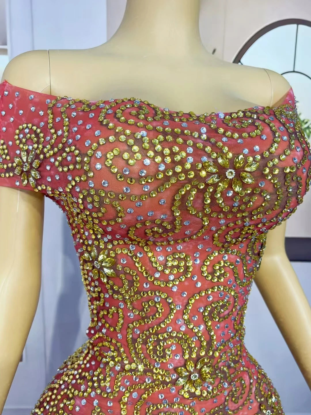 Sparkly Golden Rhinestone Strapless Sexy Mini Dress for Women Birthday Celebrate Party Ball Dress Luxury Dinners Wear Juhuami