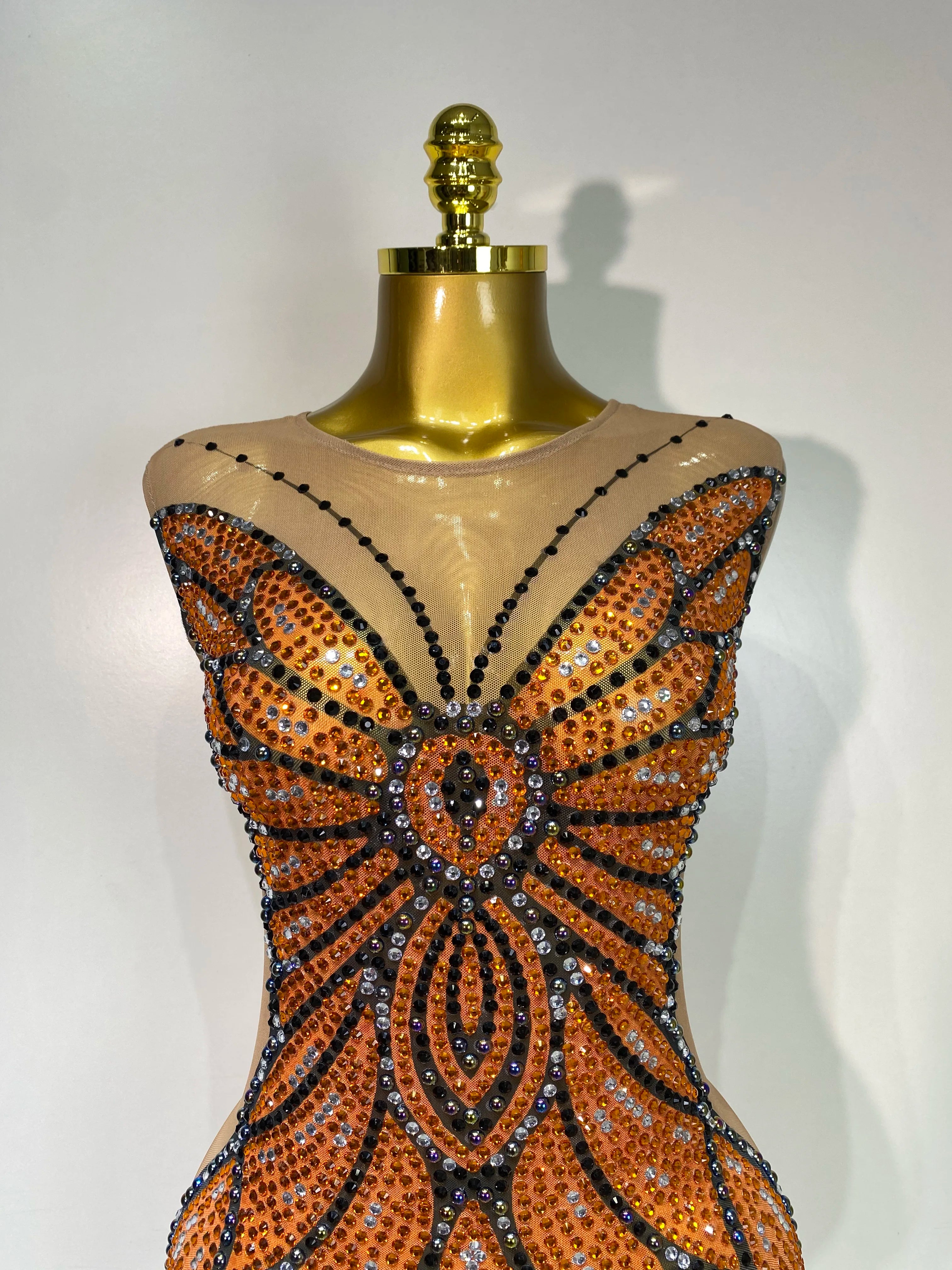 Luxury Rhinestones Mesh Long Dress 2025 Elegant Sexy Sleeveless Birthday Evening Party Gown Performance Singer Stage Outfit