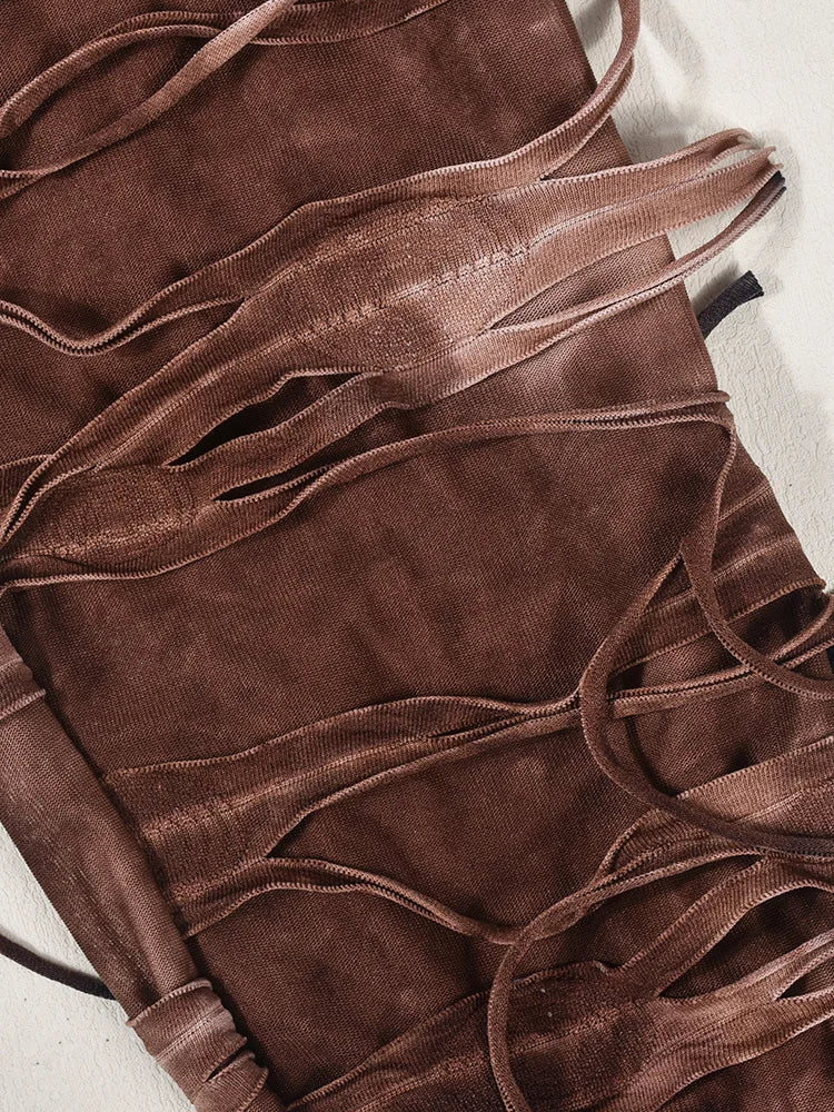 DEAT Fashion Women Casual Pant Fringe Lace-up Contract Color Slim Designer Floor-length Boot Cut Female Summer New 17A9439