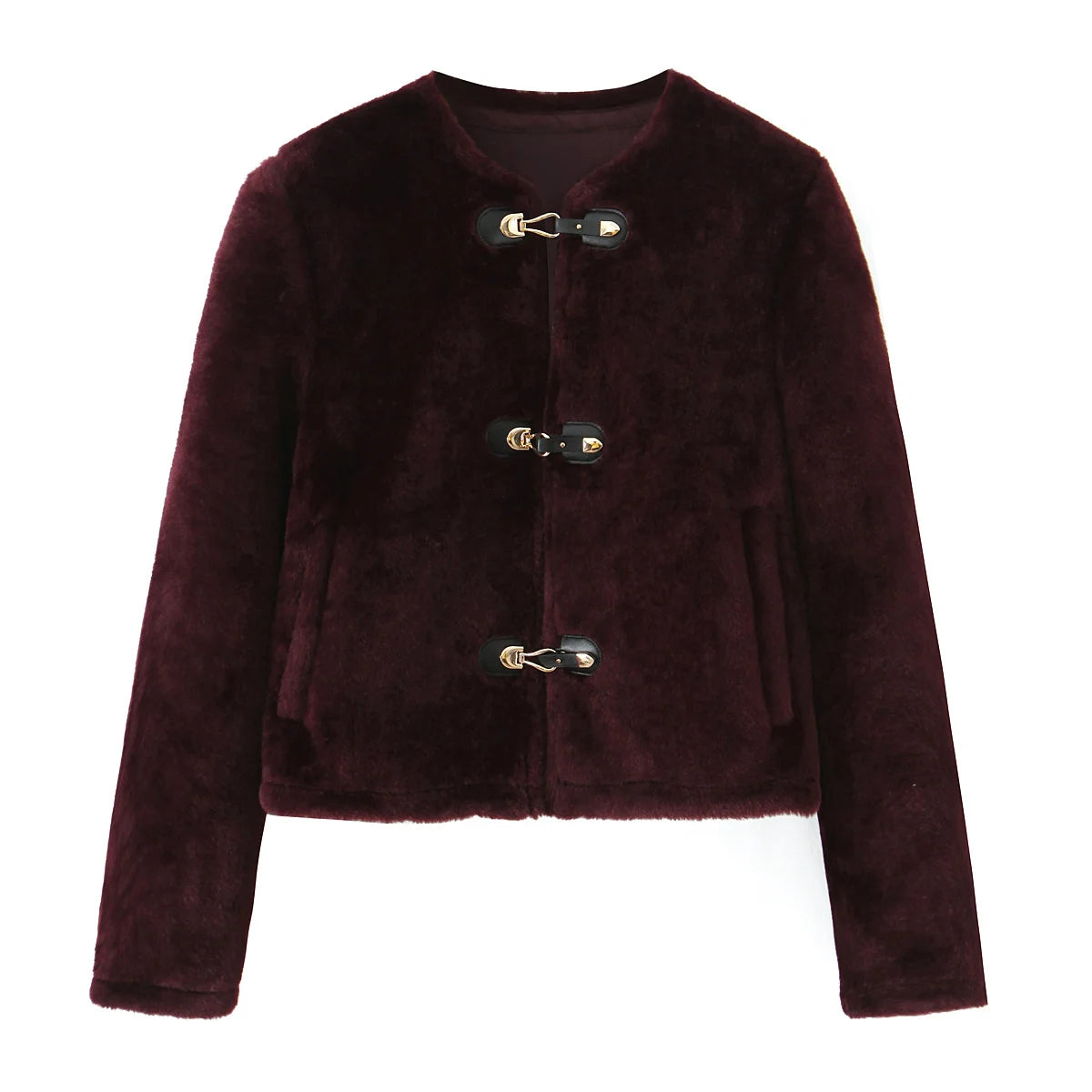 Street Women Causal Faux Fur Jackets 2025 Autumn Winter Fashion O-neck Single Breasted Loose Coats Vintage Warm Chic Outwear 2