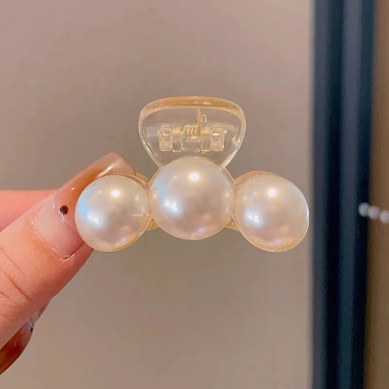 Mini Pearl Hair Claws Clips for Women Elegant Rhinestone Headwear Hairpins Hair Crab Barrettes Hair Accessories for Women u One Size