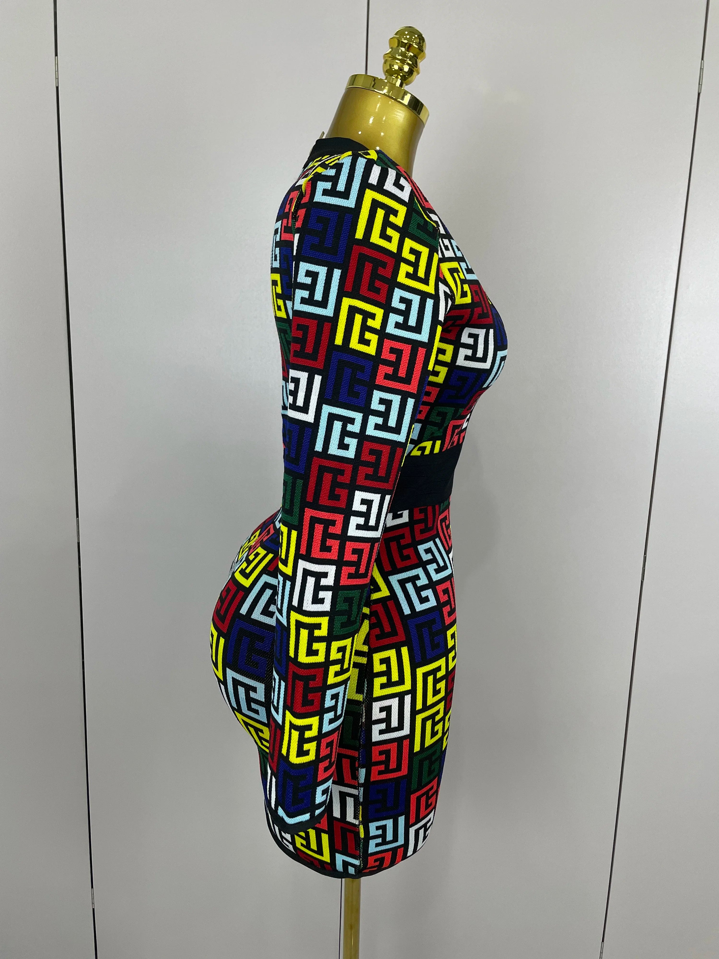 Sexy V-Neck Long Sleeve Bodycon Jacquard Short Bandage Dress 2025 Women Elegant Evening Luxury Birthday Party Cocktail Outfit