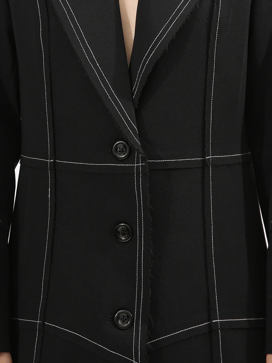 Slimming Spliced Single Breasted Elegant Trench for Women Lapel Long Sleeves Temperament Jacket Femlae Clothing New