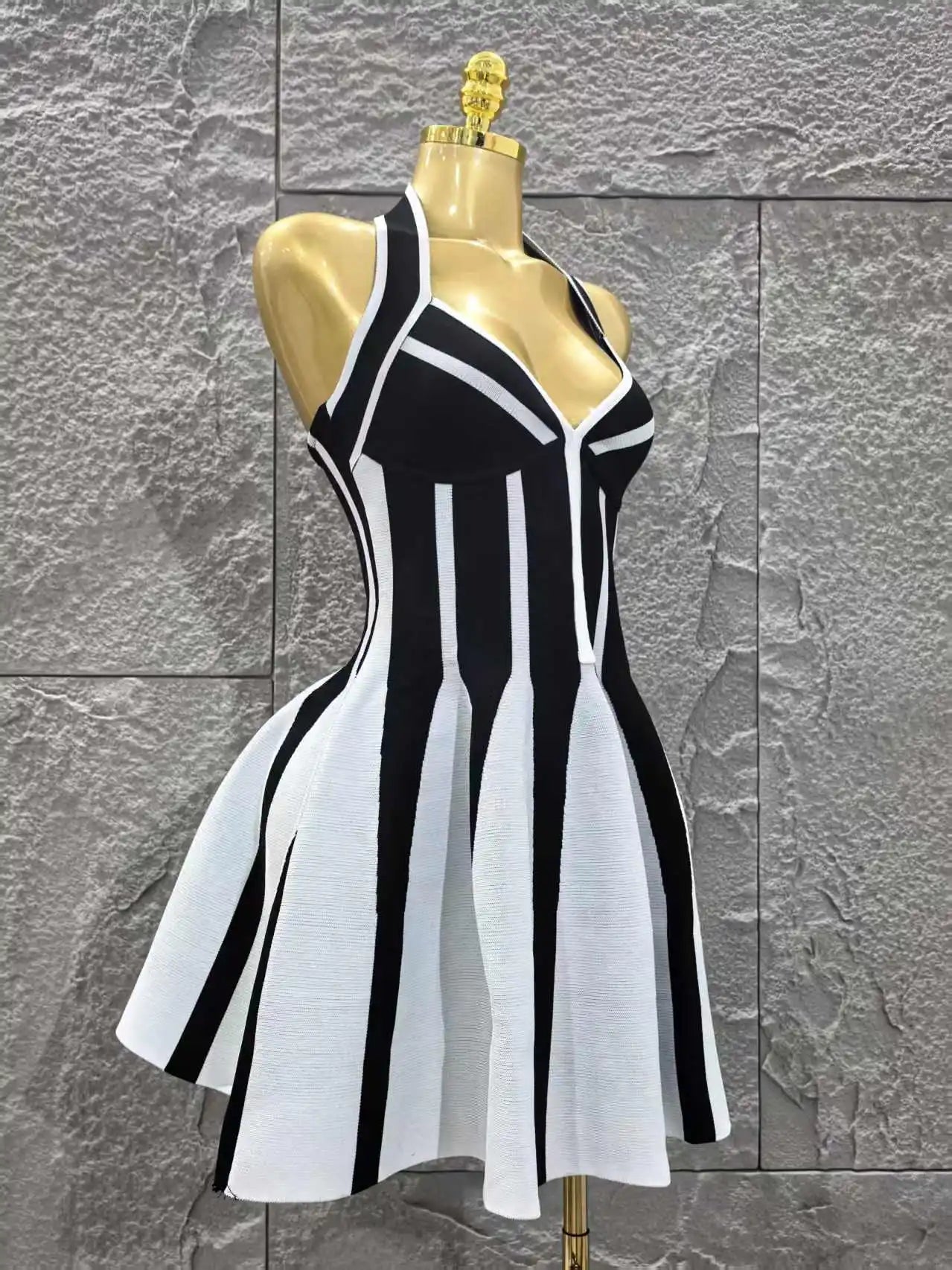 Top Quality Women Sexy Halter Backless Bandage A-Line Mini Dress Everyday Wear Celebrate Vacation Evening Party Dress