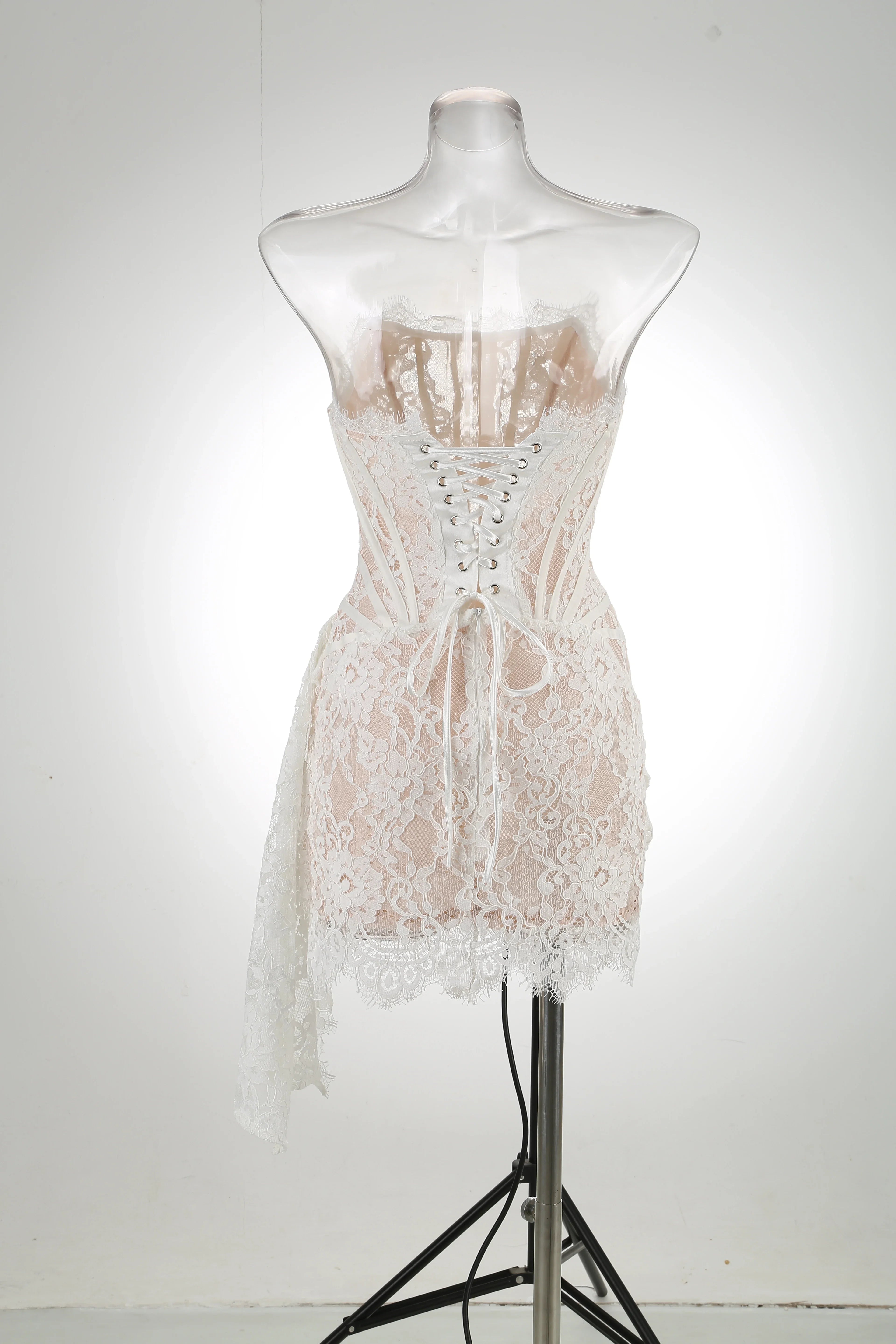 White Birthday Dress for Women Luxury Women's Dresses Lace Patchwork Elegant Evening Gowns Spring Woman Prom Clothing