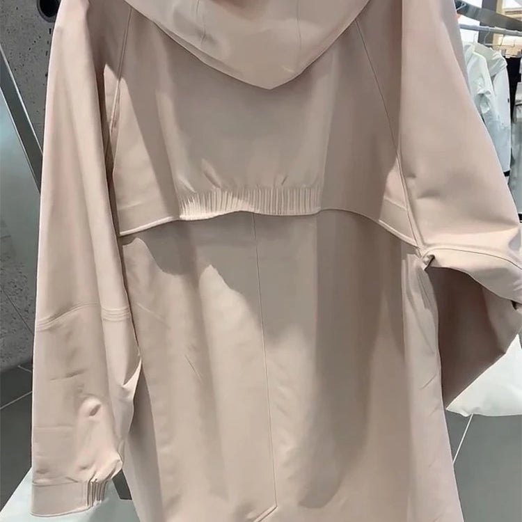 Lautaro-Waterproof Windproof Jacket for Women, Windbreaker with Hood, Zipper, Long Sleeve, Luxury Designer Clothing, Spring 2025