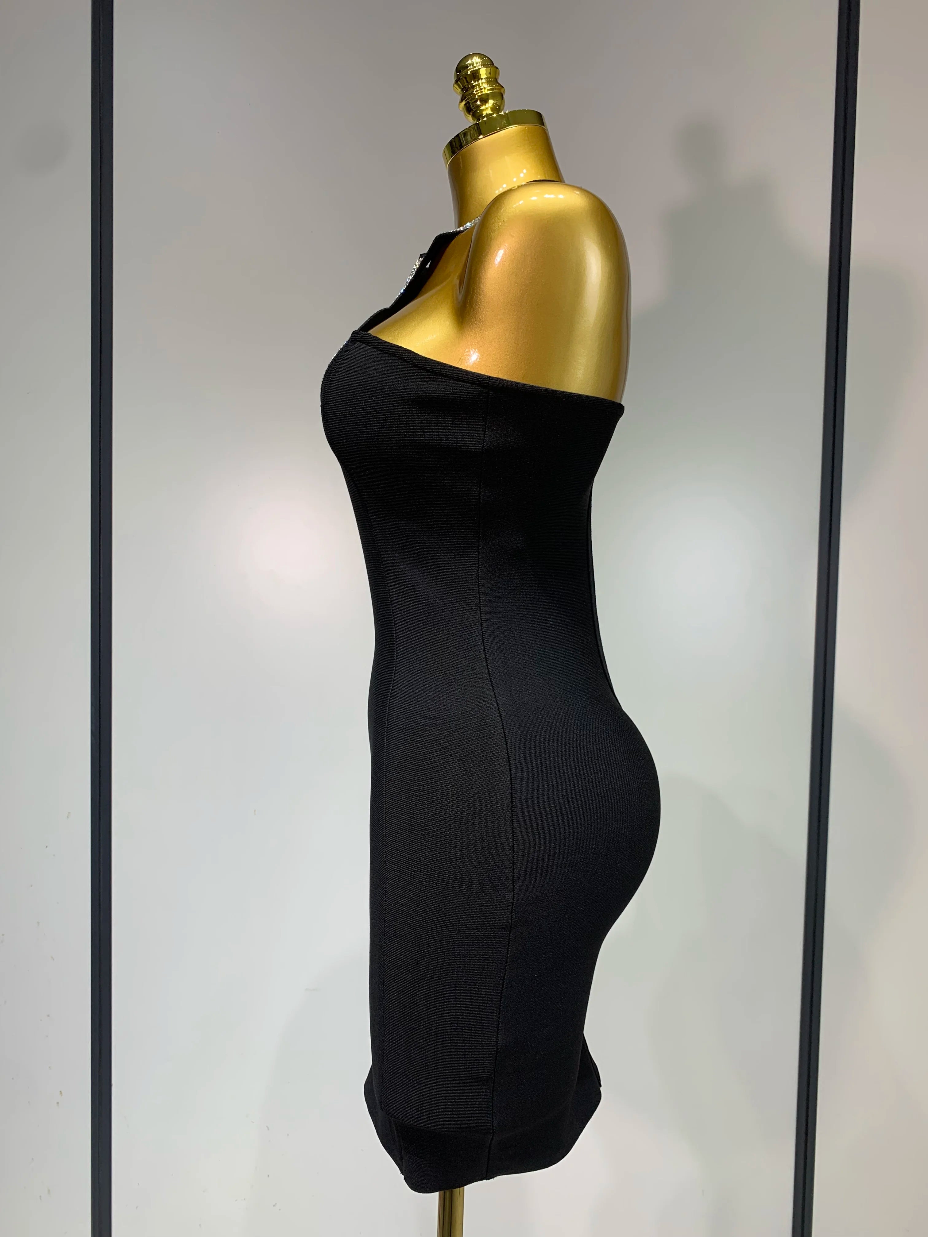 Women Sexy Backless Diamonds Sparkly Black Bodycon Bandage Dress 2025 Elegant Evening Club Luxury Birthday Party Dresses