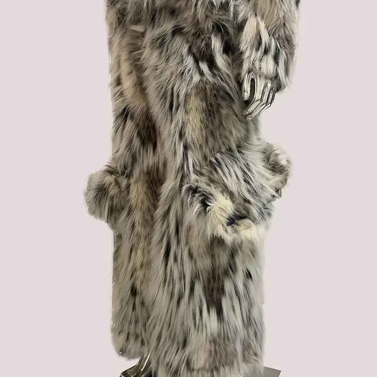 Mauroicardi Winter Long Colorful Thick Warm Hairy Fluffy Faux Fox Fur Wide Leg Pants Men Luxury Designer Emo Clothes Streetwear